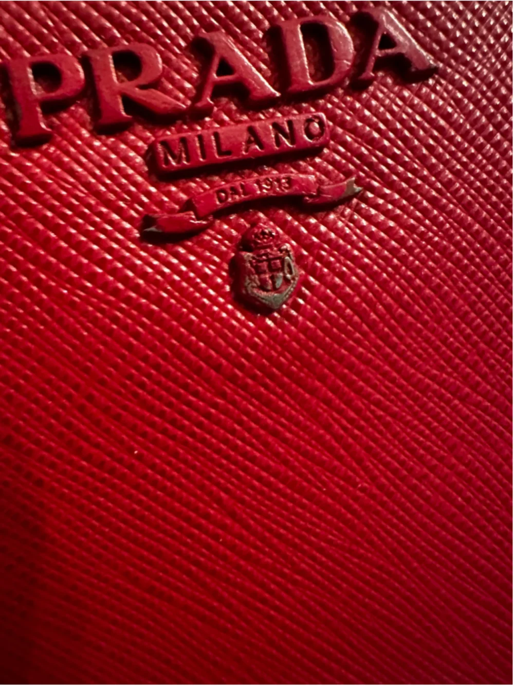 Prada Red Saffiano Leather Long Zip Around Wallet